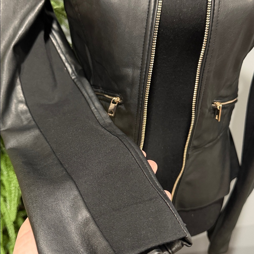 Zara Black Faux Leather Women's Moto Jacket - Picture 7 of 10